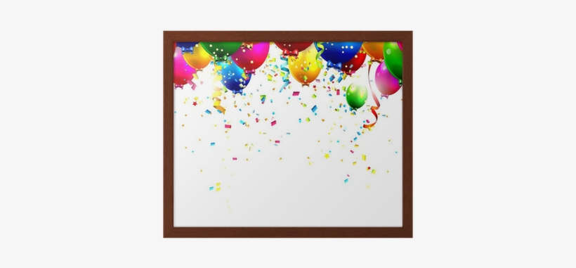 Colorful Birthday Balloons And Confetti - Birthday Balloon Border Vertical, transparent png download