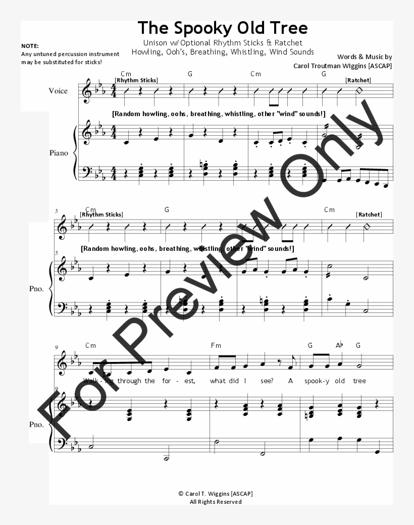 The Spooky Old Tree - Lyrics To Fairest Lord Jesus Hymn For Early Inteermediate, transparent png download