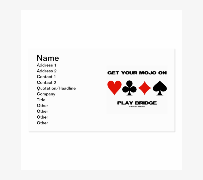 Get Your Mojo On Play Bridge Double-sided Standard - Business Cards, transparent png download