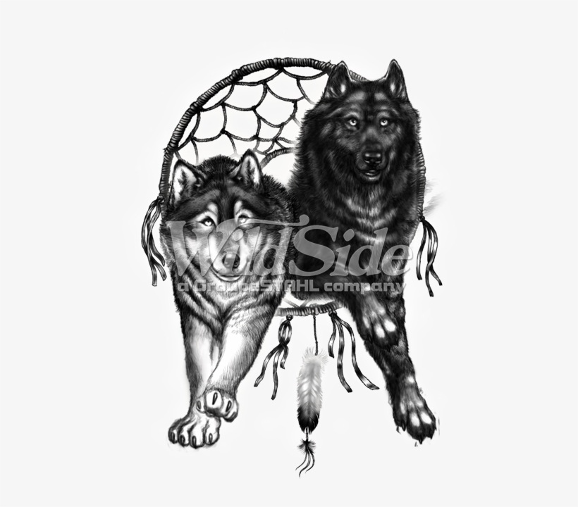 Dreamcatcher Wolves - Black And White Dreamcatcher, transparent png download