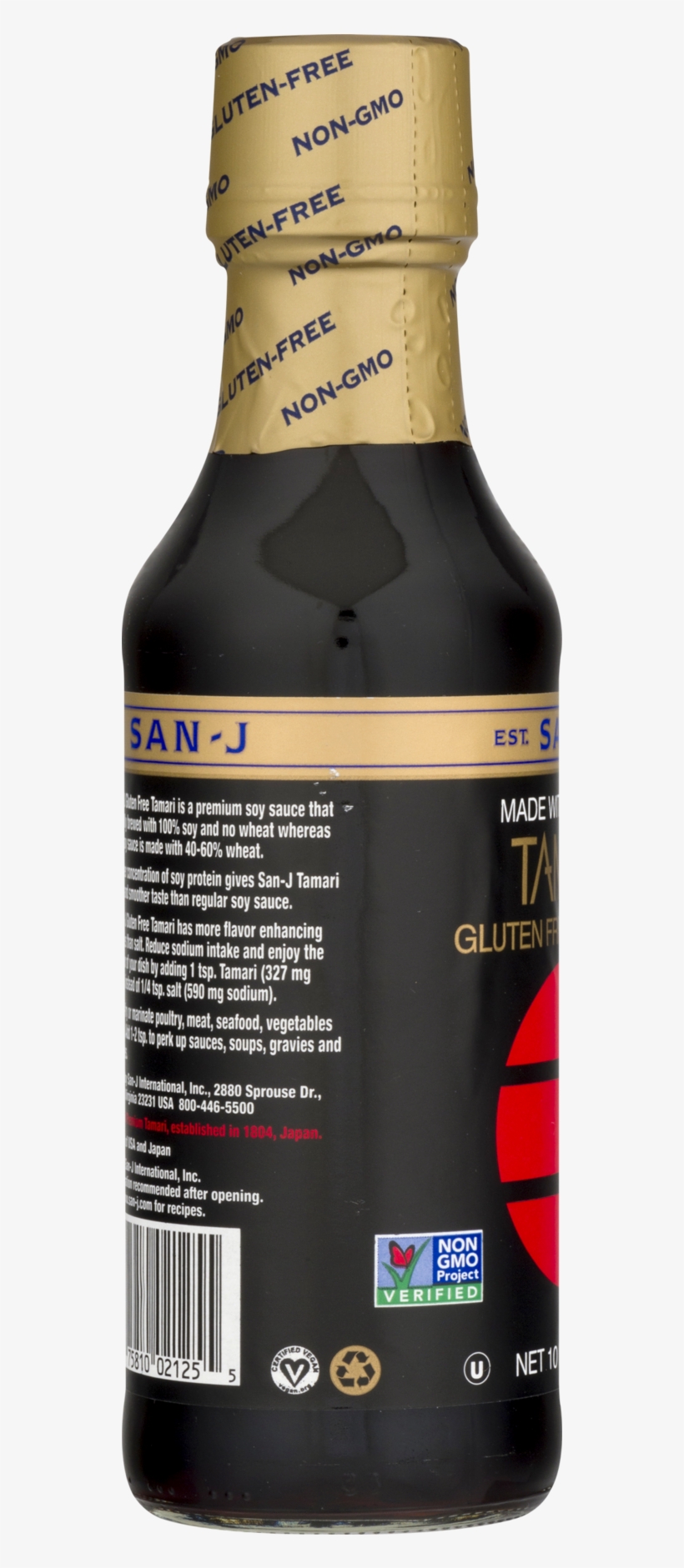 San-j Naturally Brewed Premium Soy Sauce Tamari, 10 - Glass Bottle, transparent png download
