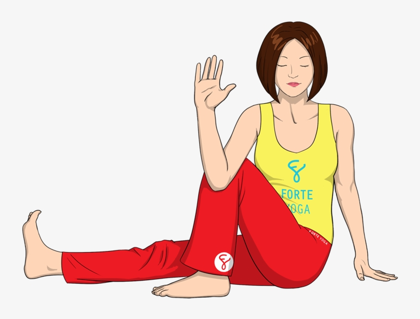 900 X 675 2 - Seated Twist Yoga Pose Drawing, transparent png download