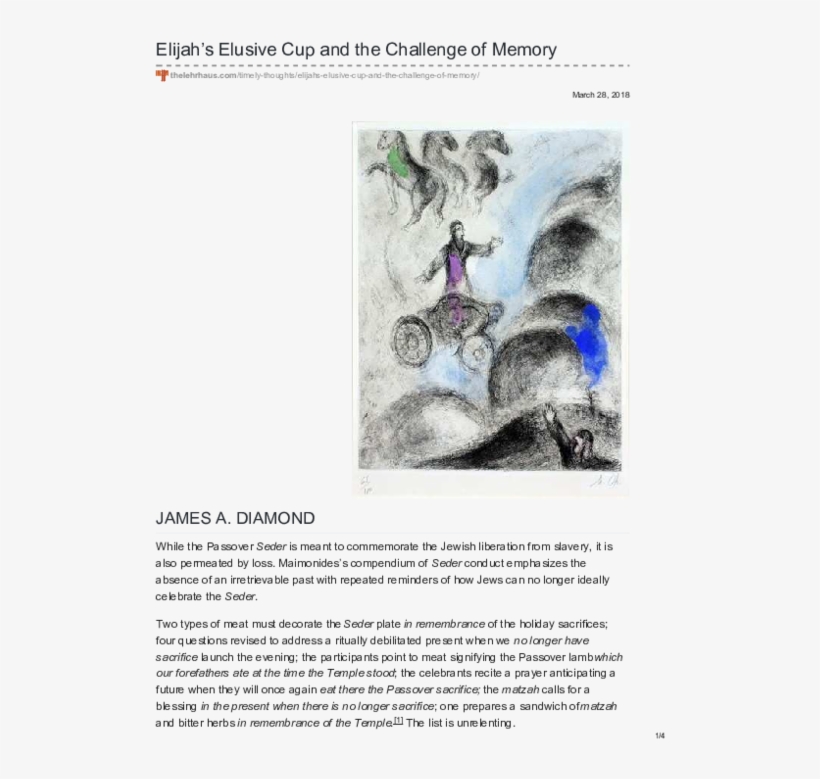 Elijah's Elusive Cup And The Passover Seder - Artist, transparent png download