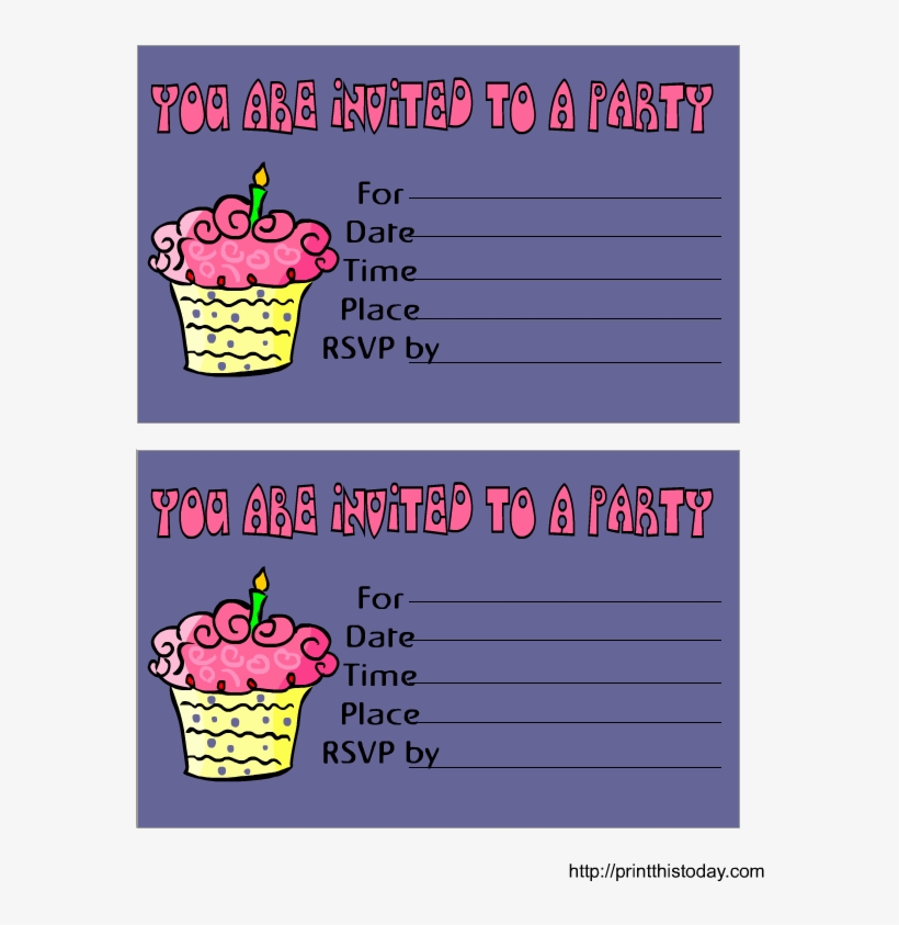 Cute Cup Cake Birthday Invitation Printable - Printable Birthday Invitations, transparent png download