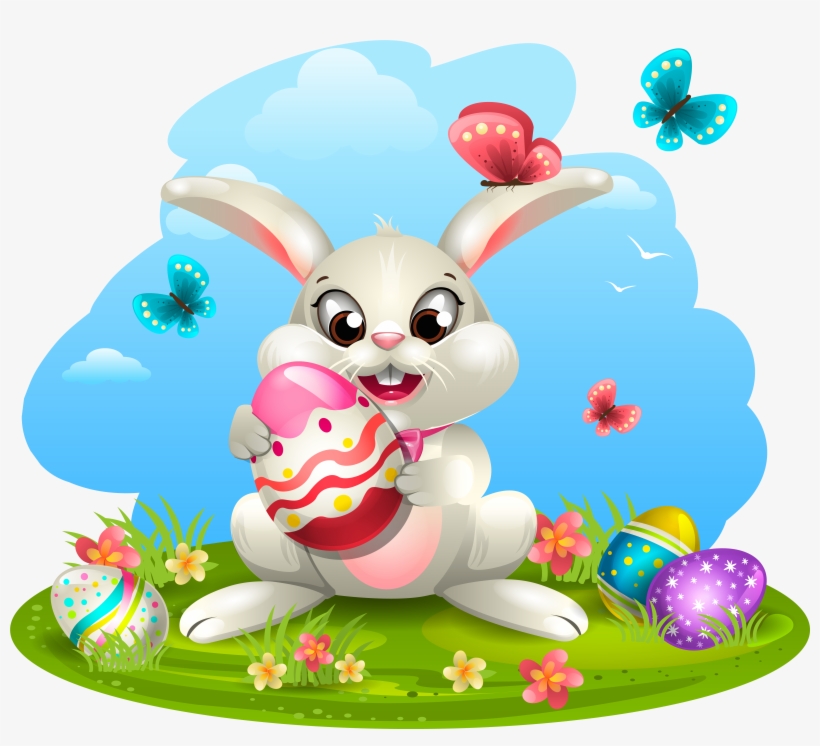 Egg Eggs Decorating With Bunny Easter Clipart - Bunny And Eggs Easter, transparent png download