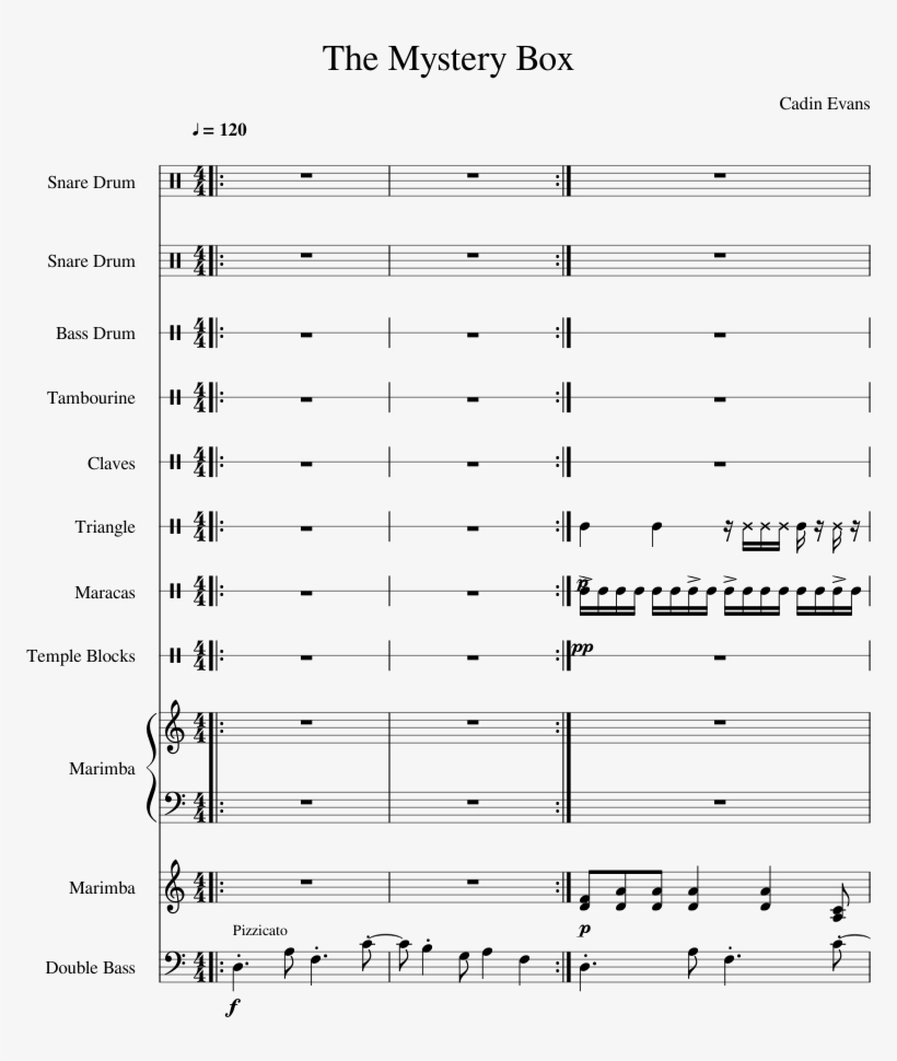 The Mystery Box Sheet Music For Percussion, Contrabass - Document, transparent png download