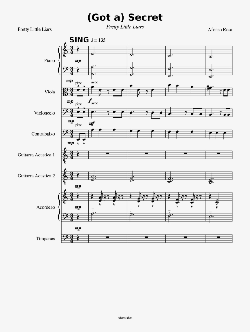 Secret - Sheet Music, transparent png download