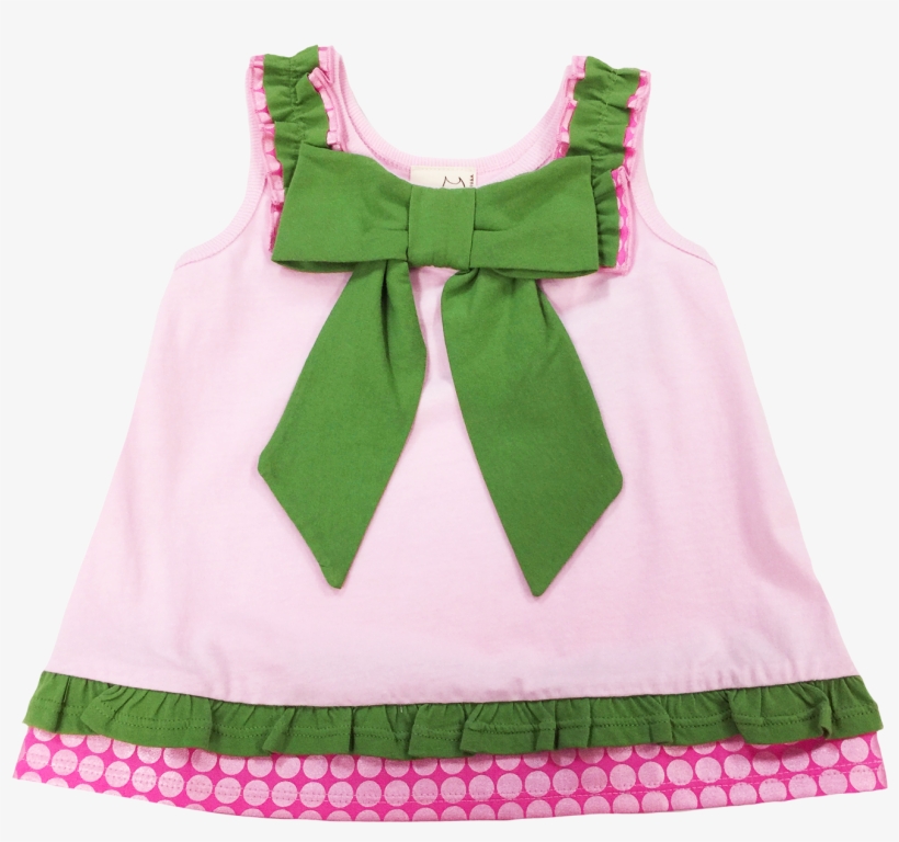 Pink Tank With Large Green Bow, transparent png download