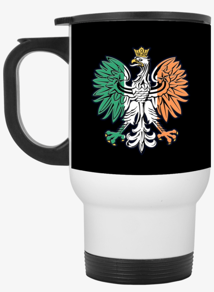 Irish Flag Polish Eagle White Travel Mug - Poland, transparent png download