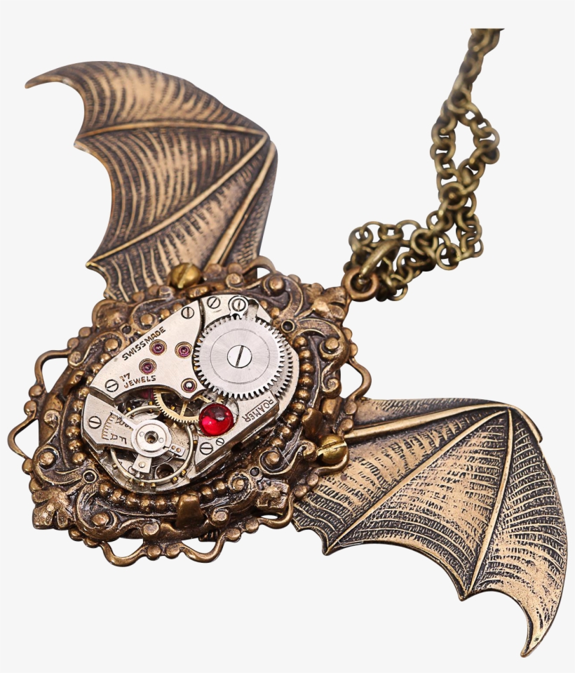 Bat Necklace Steampunk Necklace Bat Wings Gothic Halloween - Locket, transparent png download