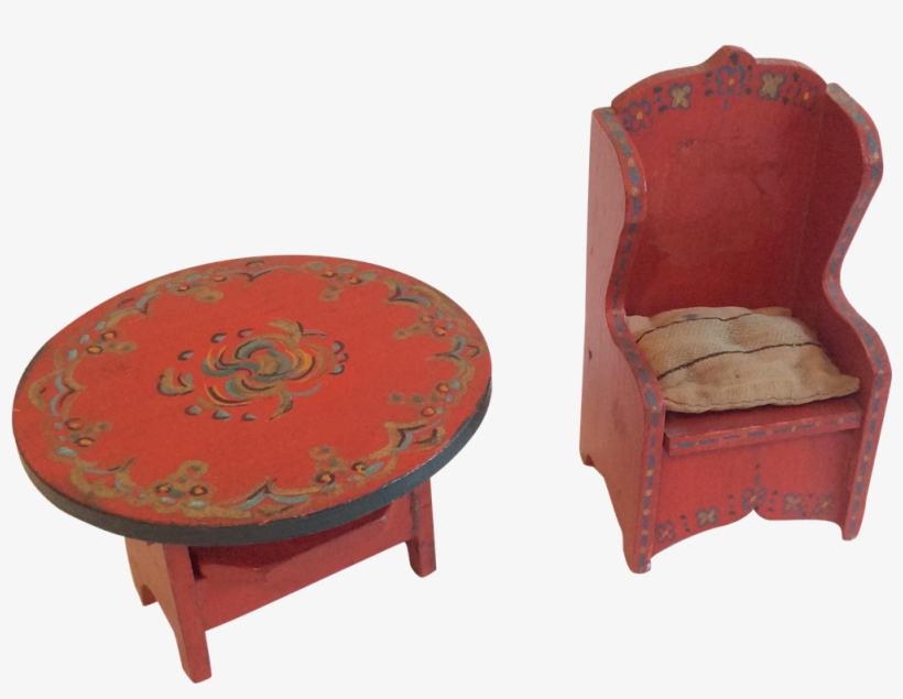 Doll Table And Chairs Fresh 2 Painted Wood Antique - Coffee Table, transparent png download