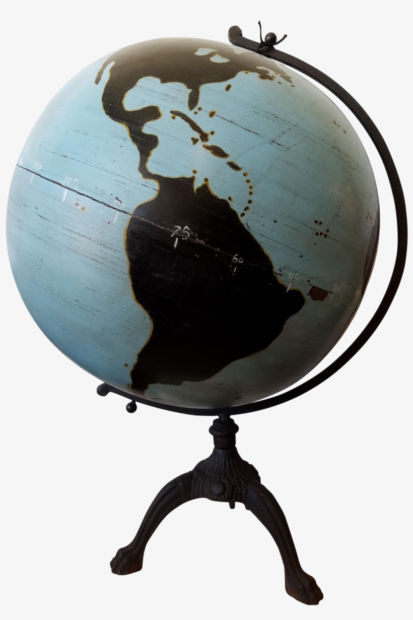 Large 1920s Hand Painted Teaching Globe - Map, transparent png download