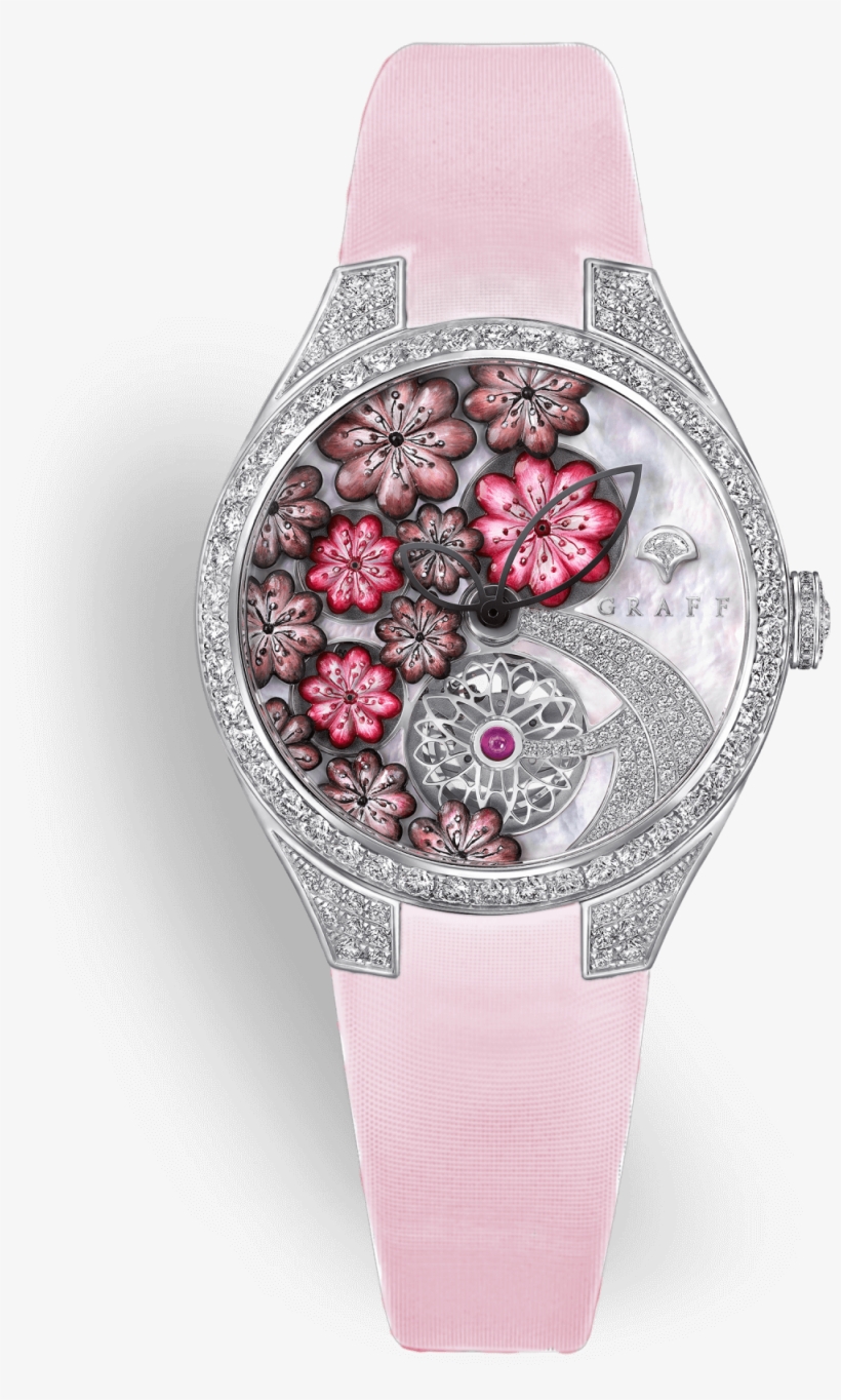 A Graff Floral Ladies Watch Pink Version With Mother - Analog Watch, transparent png download