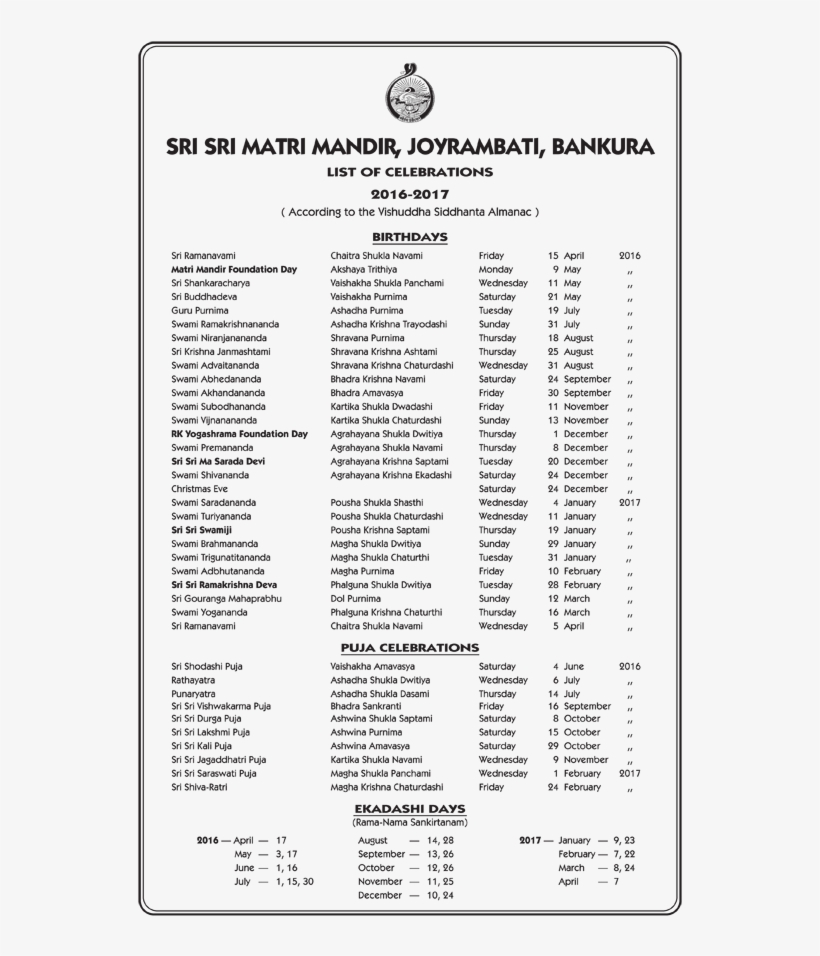 Sri Sri Matri Mandir - Document, transparent png download