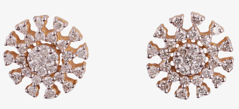 Er2531 - Yellow Gold Diamond Cluster Earrings, transparent png download