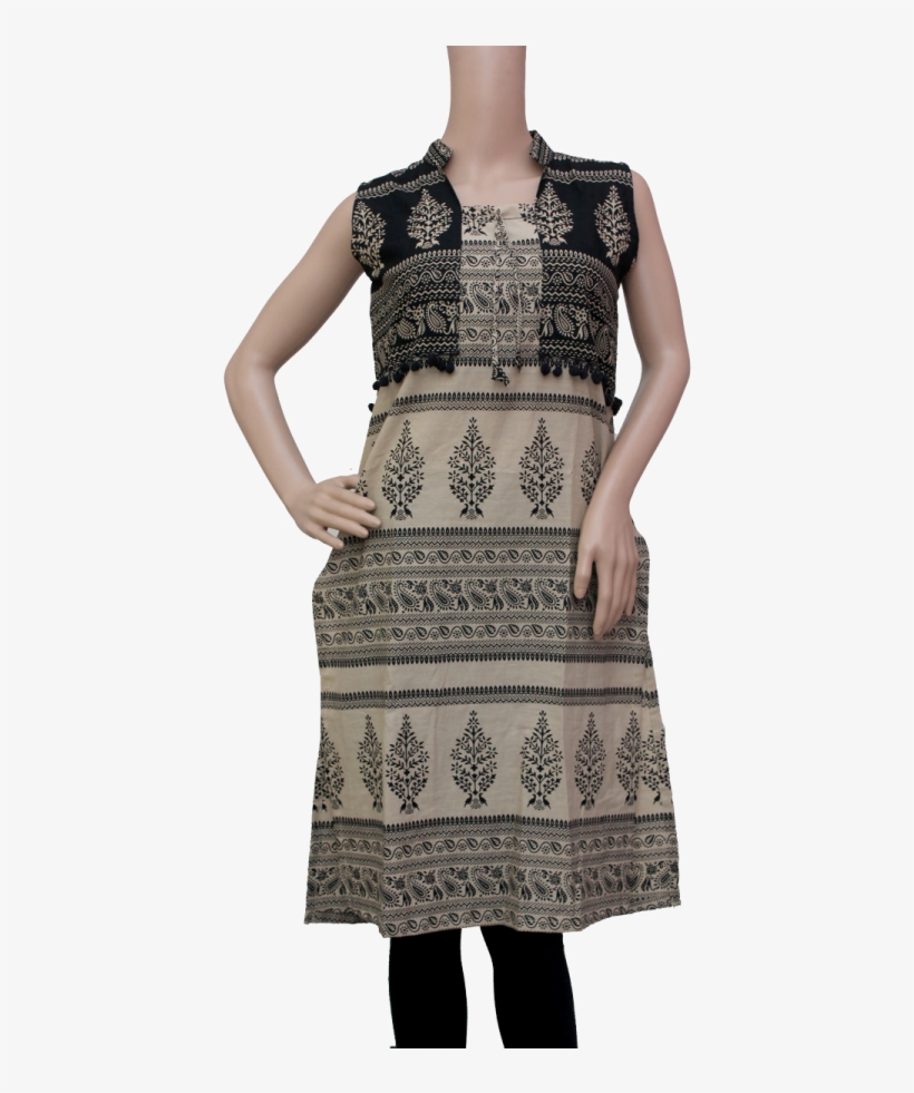 Thams Kurta -waist Coat Design With Pom Pom Laces - Fashion Model, transparent png download
