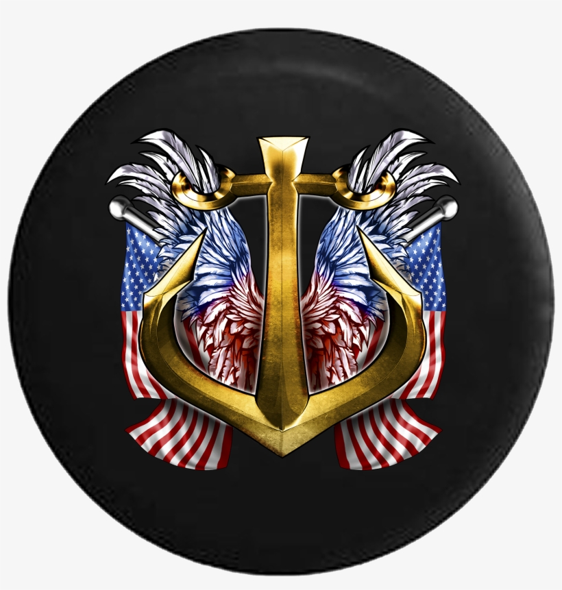 Golden Anchor With Red White & Blue Eagle Wings Rv - Emblem, transparent png download