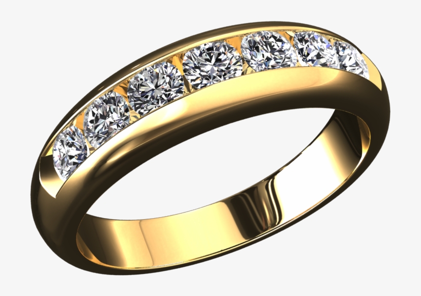 5mm Wide Channel Set Diamond Ring Set In 14k Gold Style - Bangle, transparent png download