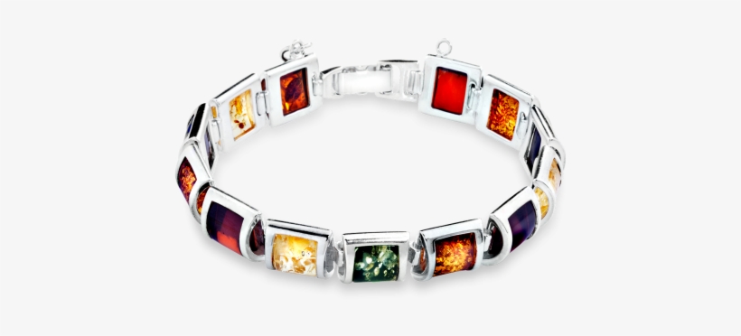 Silver Bracelet With Mixed Amber - Bracelet, transparent png download