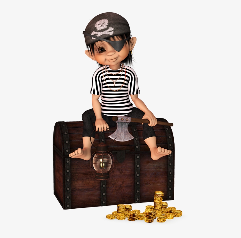 Alfabeto De Nio Pirata Sentado Sobre El Cofre Del Tesoro - Figures Psp Tubes, transparent png download