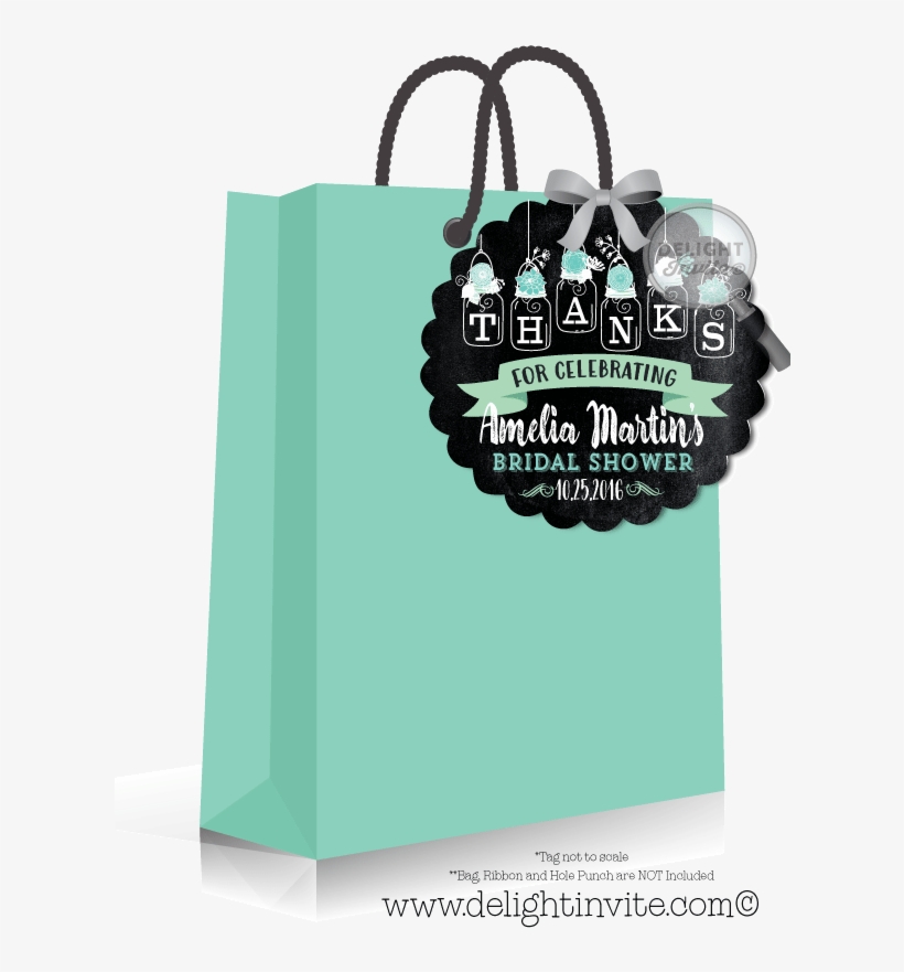 Chalkboard Mason Jar Bridal Shower Favor Tags [di-1516ft] - Greeting Card, transparent png download