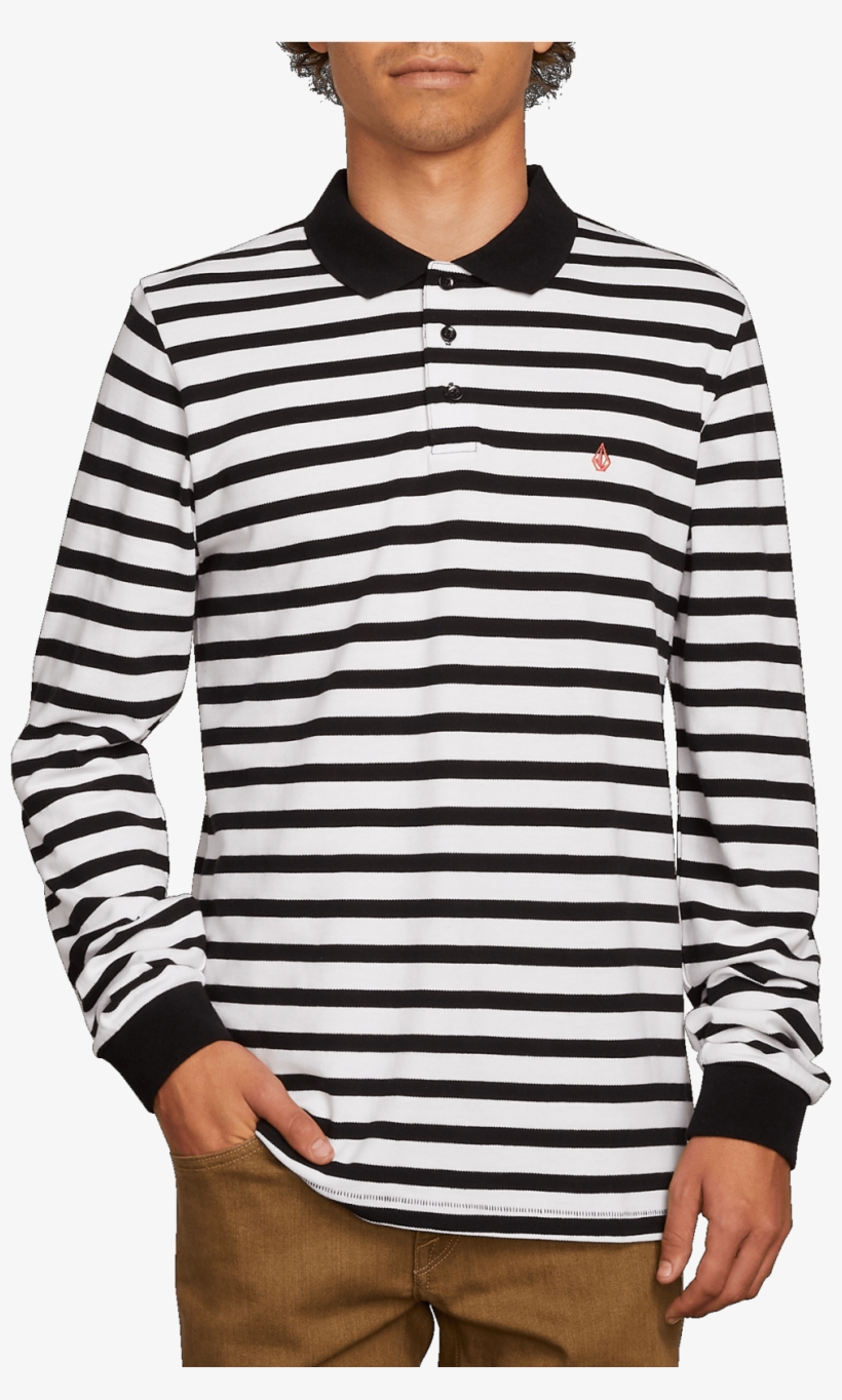 Volcom Gon James Longsleeve White - Black And White Striped Men Jumper, transparent png download