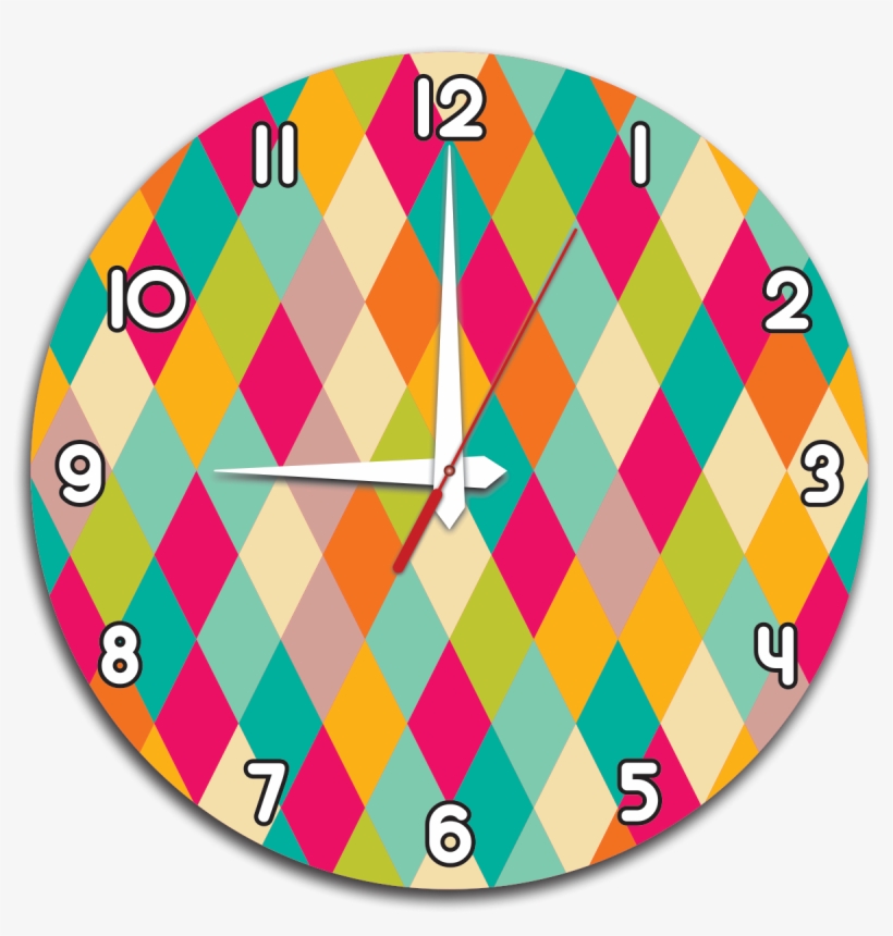 Round Wooden Wall Clock -diamond Pattern - Circle, transparent png download