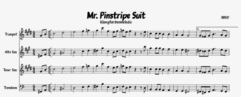 Pinstripe Suit Sheet Music Composed By Bbvd 1 Of 2 - Document, transparent png download