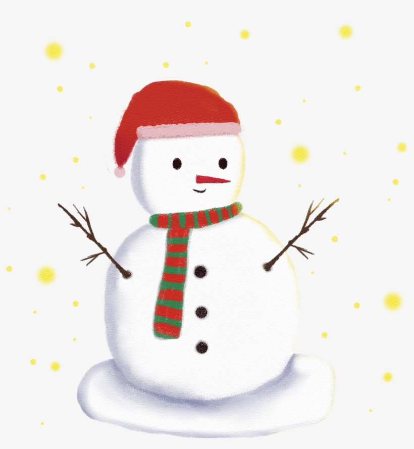 Cartoon Hand Drawn Wind Fresh Winter Png And Psd - Snowman, transparent png download