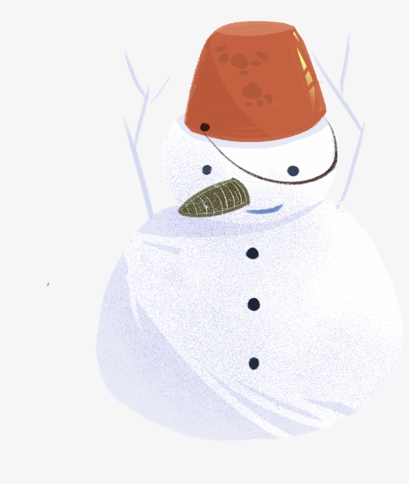 Minimalistic Winter Hand Drawn Illustration Png And - Snowman, transparent png download
