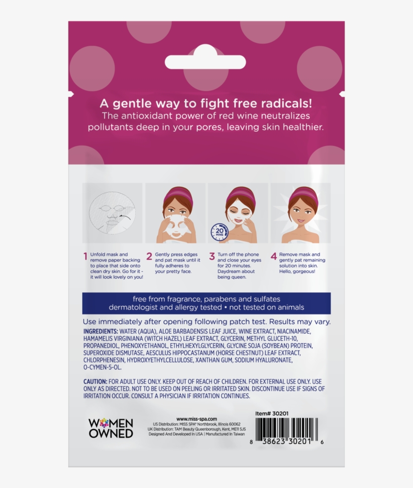 Red Wine Facial Sheet Mask Red Wine Facial Sheet Mask - Facial, transparent png download