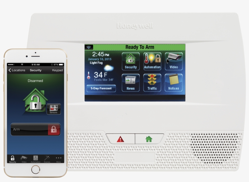 Lynx Touch 5210 Ready To Arm With Honeywell Total Connect - Lynx 5210 Total Connect, transparent png download