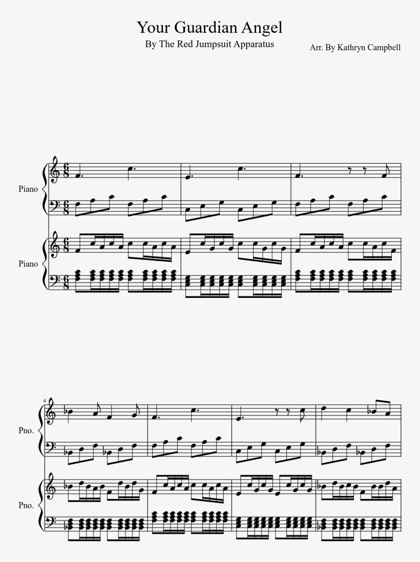Your Guardian Angel Sheet Music Composed By Arr - Dark Knight Piano, transparent png download