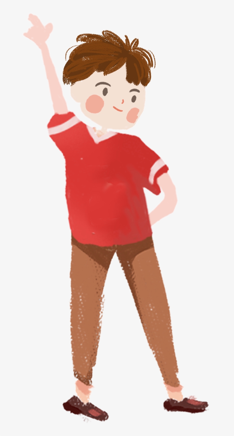 Cartoon Boy Raising Hand To Answer Element Free Download - Cartoon, transparent png download