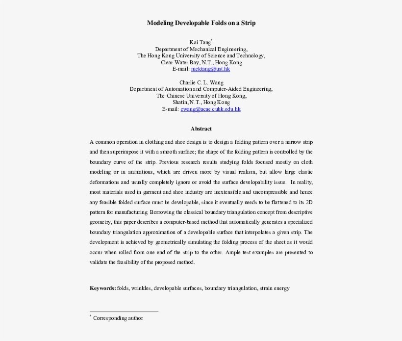 Modeling Developable Folds On A Strip - Document, transparent png download