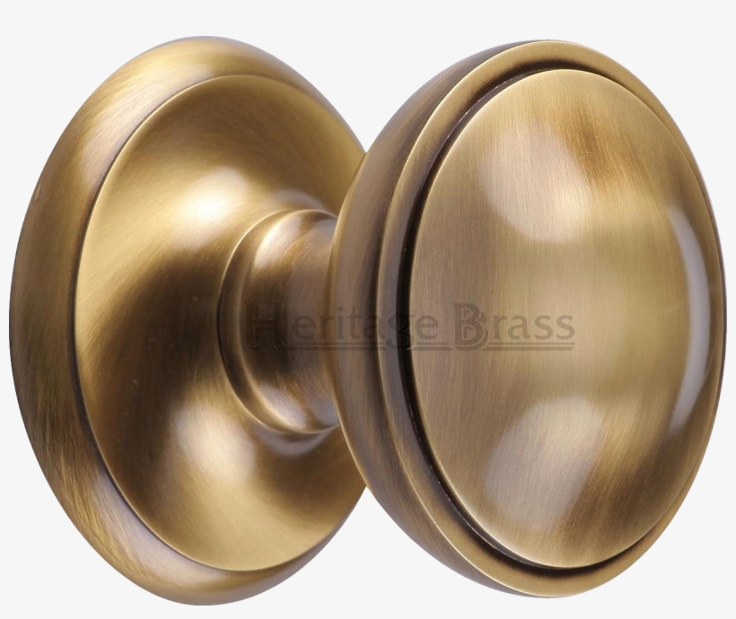 80mm Round Front Door Centre Knob Brushed Antique Brass - Brass, transparent png download