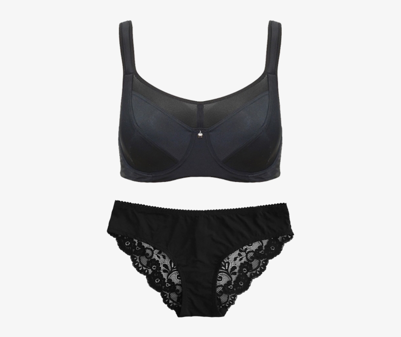 Black Lace Bikini Brief Set Seta15 2018bikinibrief - Black Strapless Bra Png, transparent png download