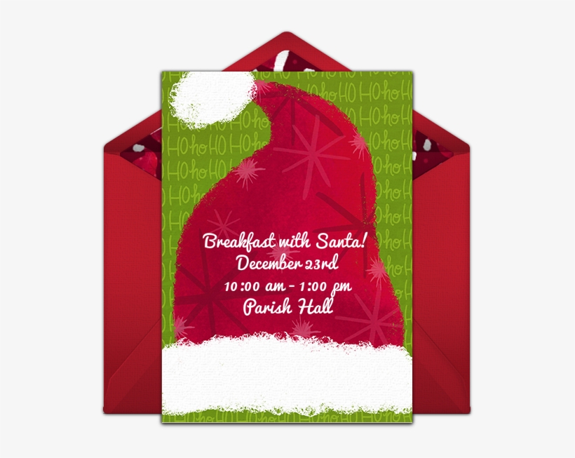 Gorgeous Christmas Party Invitation With A Santa Hat - Breakfast Club Ejuice, transparent png download