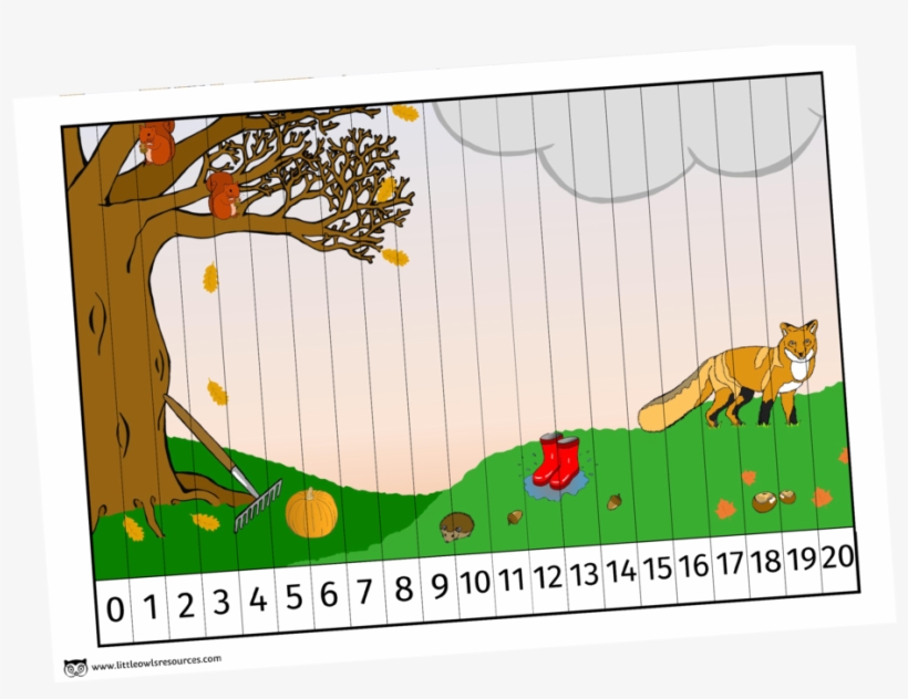 Autumn Number Slice Puzzle Activity/game 0-20 - Activity Of Autumn Season, transparent png download