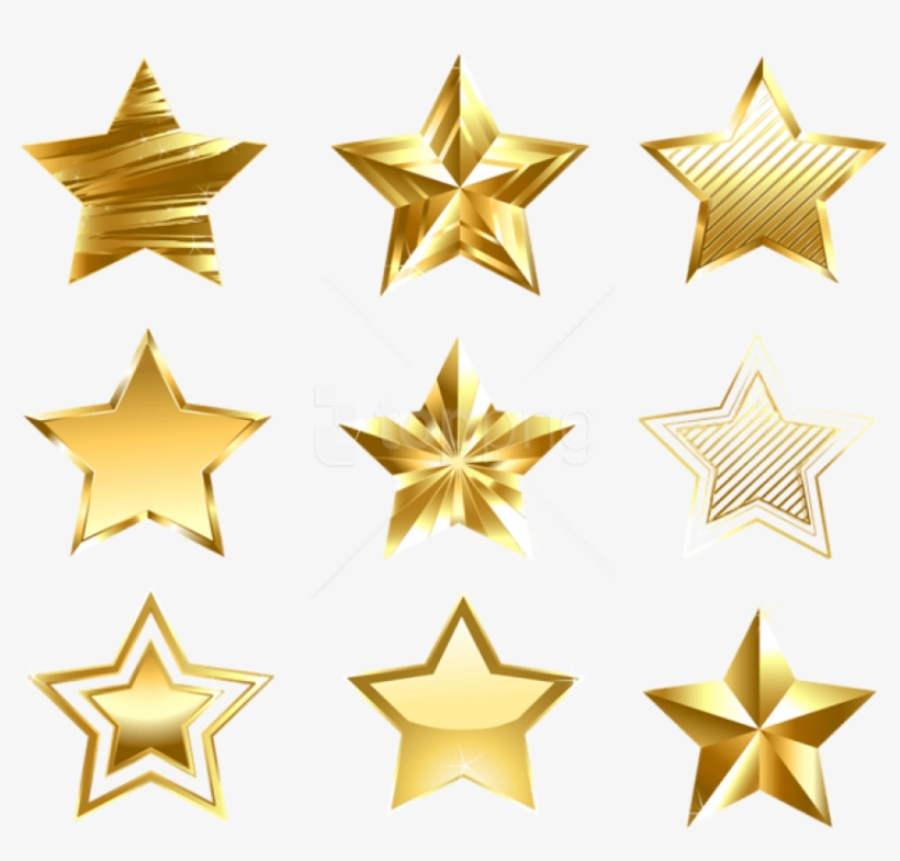 Free Png Download Transparent Golden Stars Set Clipart - Gold Stars Transparent Free, transparent png download