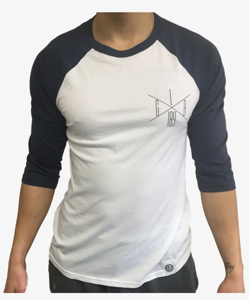 Glb Cross Hair White & Navy Raglan - Long-sleeved T-shirt, transparent png download