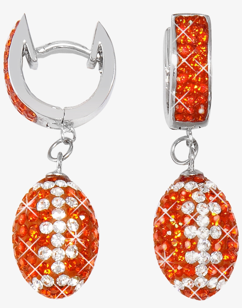 Dark Orange And White Football Earrings - Earrings, transparent png download