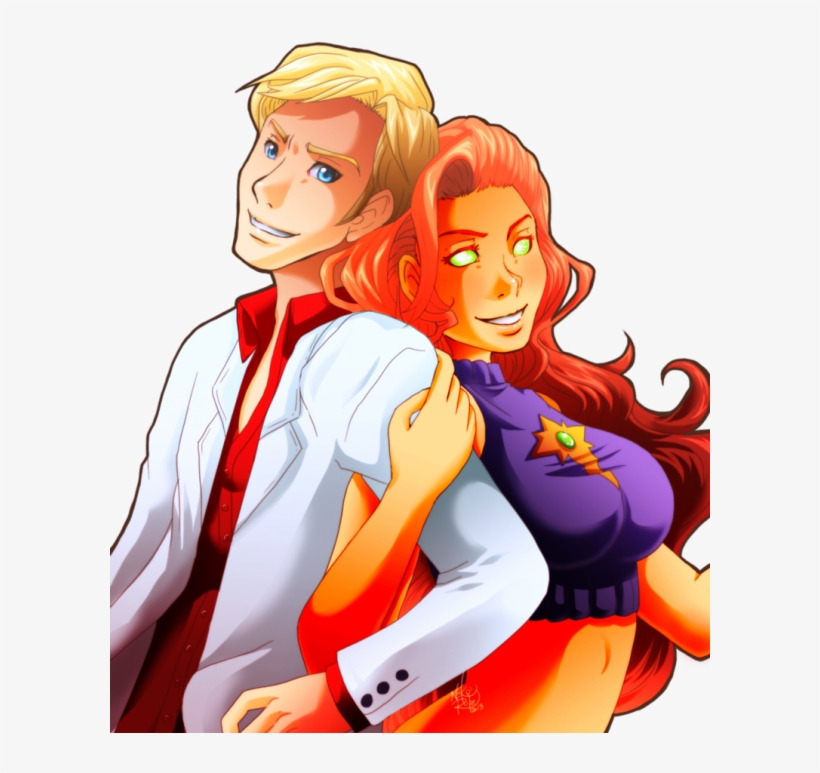 Starfire With Adam - Cartoon, transparent png download