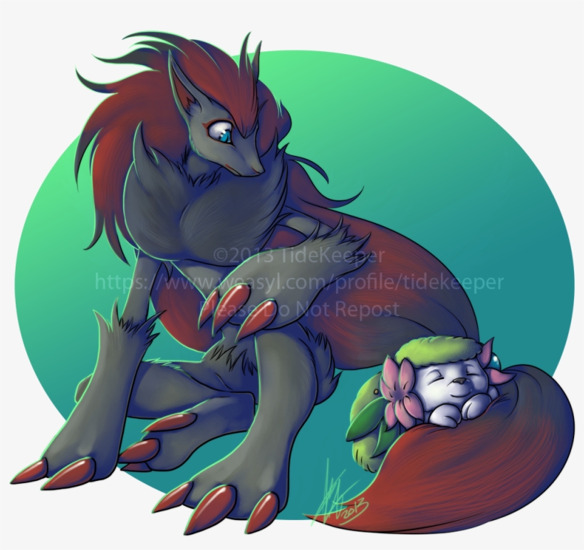 Zoroark And Shaymin - Cartoon, transparent png download