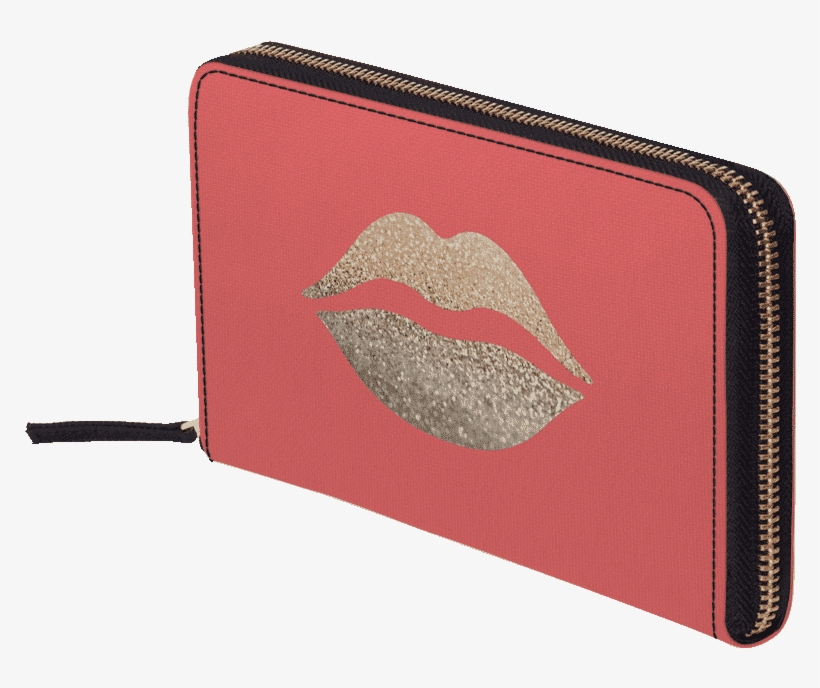 Dailyobjects Gatsby Gold Lips Coral Women's Classic - Wallet, transparent png download