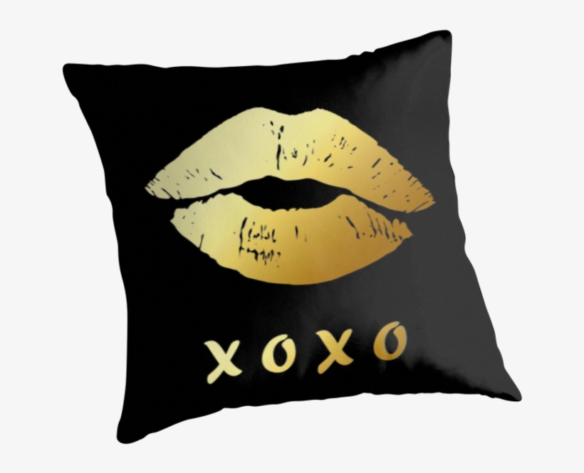 Gold Lips Xoxo Hugs And Kisses Throw Pillows - Throw Pillow, transparent png download