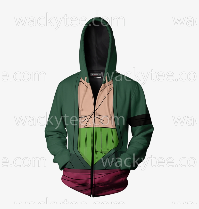 One Piece Roronoa Zoro Cosplay Zip Up Hoodie Jacket - Goku Hoodie, transparent png download