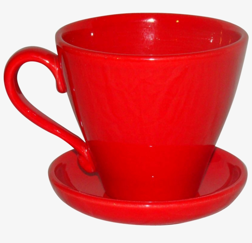 Poppytrail By Metlox Mardi Gras Red Cup & Saucer - Coffee Cup, transparent png download