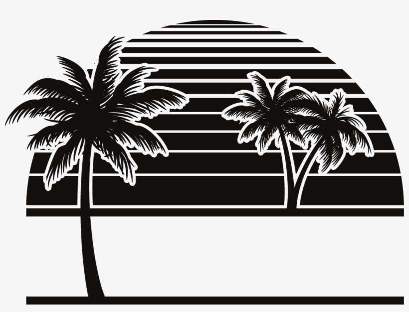 Party Beach Silhouette Labels - Silhouette, transparent png download