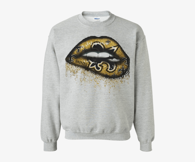 New Orleans Saints Lips Shirt G180 Gildan Crewneck - Gildan Crewneck Pullover Sweatshirt 8 Oz, transparent png download